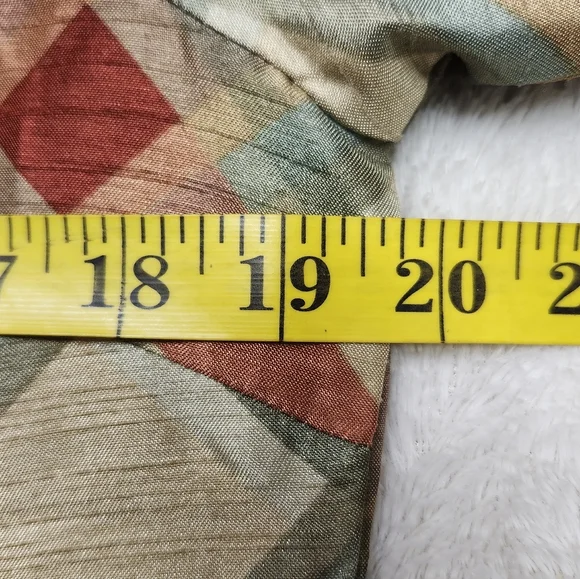 • Selene Sport Women's 3/4 Sleeve Plaid Button Up Blouse Medium Gold Multicolor - Picture 9 of 11